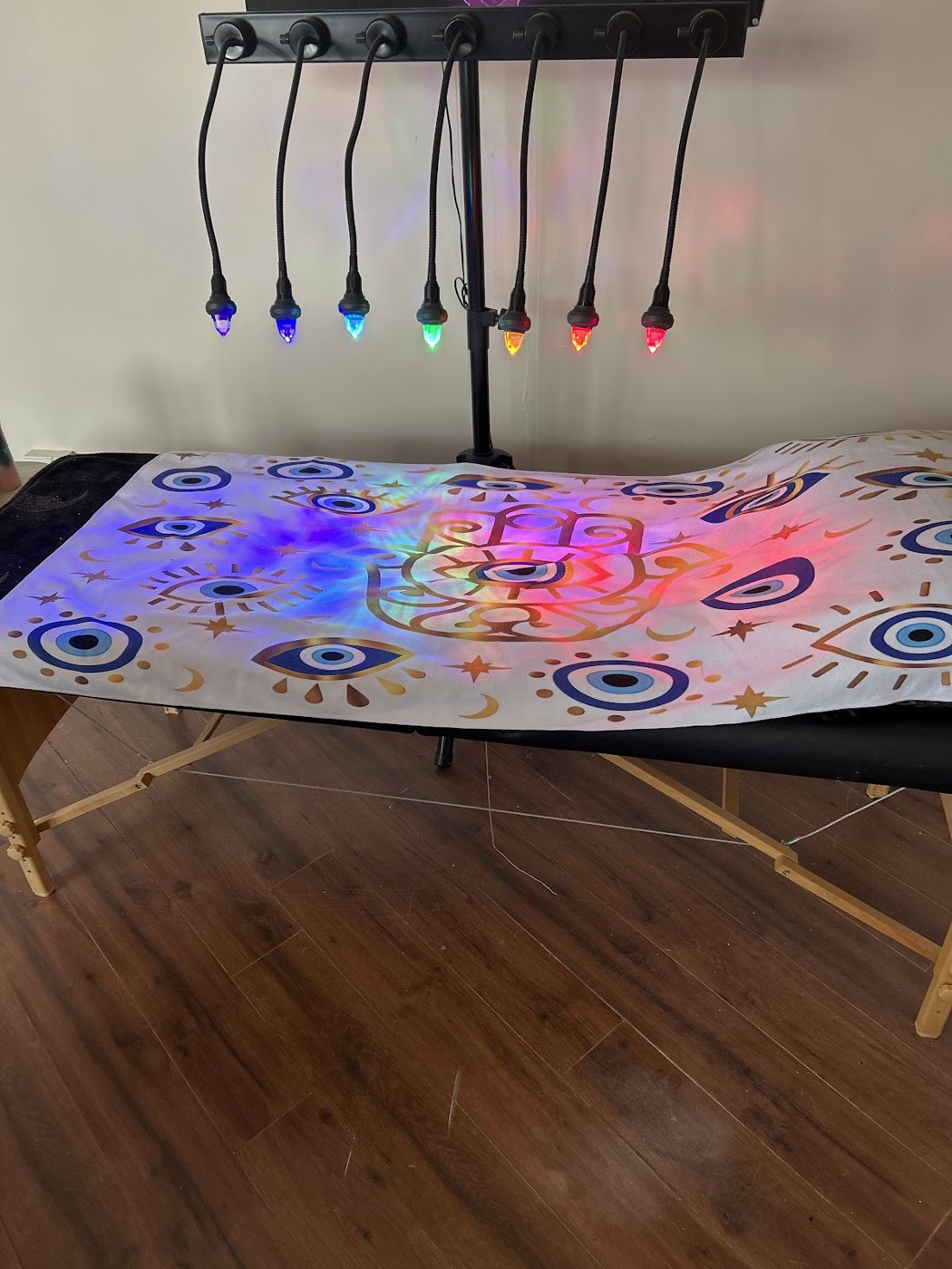 Chakra lights over the healing table